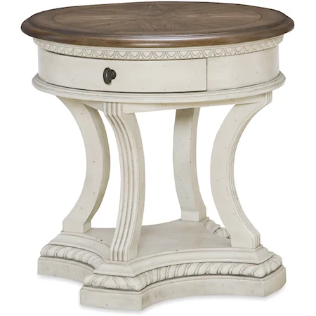 Round End Table with 1 Drawer